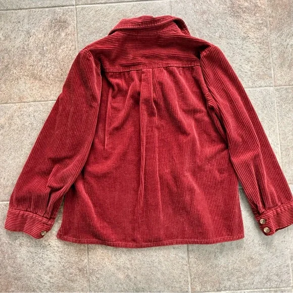 NorthStyle Corduroy Button Front Shirt Deep Red Size Medium - Picture 11 of 12